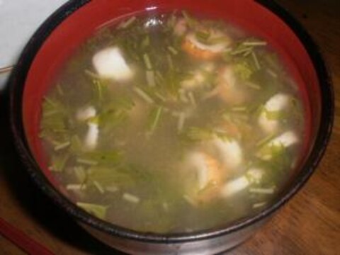 とろ～り冷やして♪水菜と竹輪の和風梅スープ